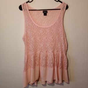 Torrid Pink Sheer Lace Peplum Top